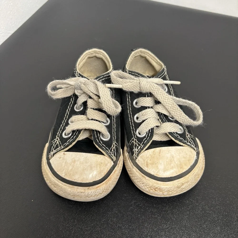 Converse All Star Black White Low Top Lace Up Sneakers 7J235 Toddler‎ Size 4
